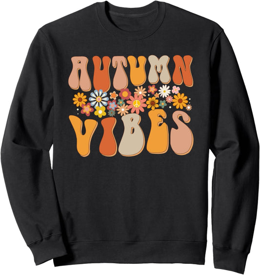 Autumn Vibes Groovy Design Fall Lover Thanksgiving Day Sweatshirt