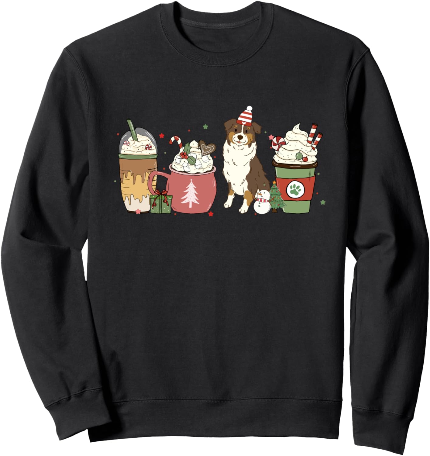Aussie Coffee Latte Winter Christmas Dog Mom Holiday Sweatshirt