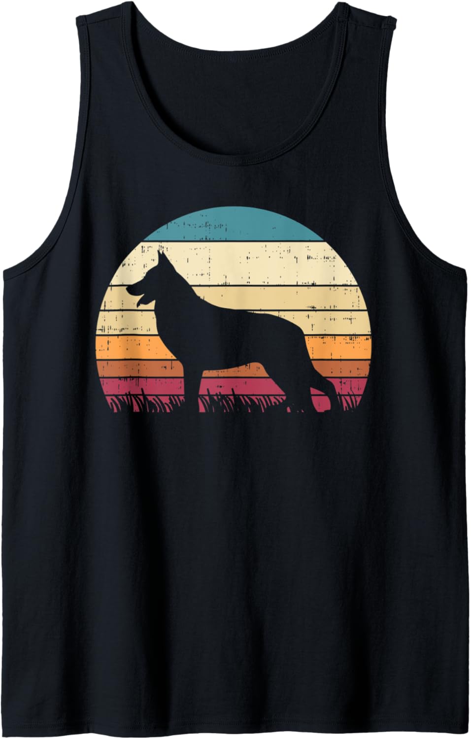 German Shepherd Silhouette Retro K9 Pet Dog Lover Owner Gift Tank Top