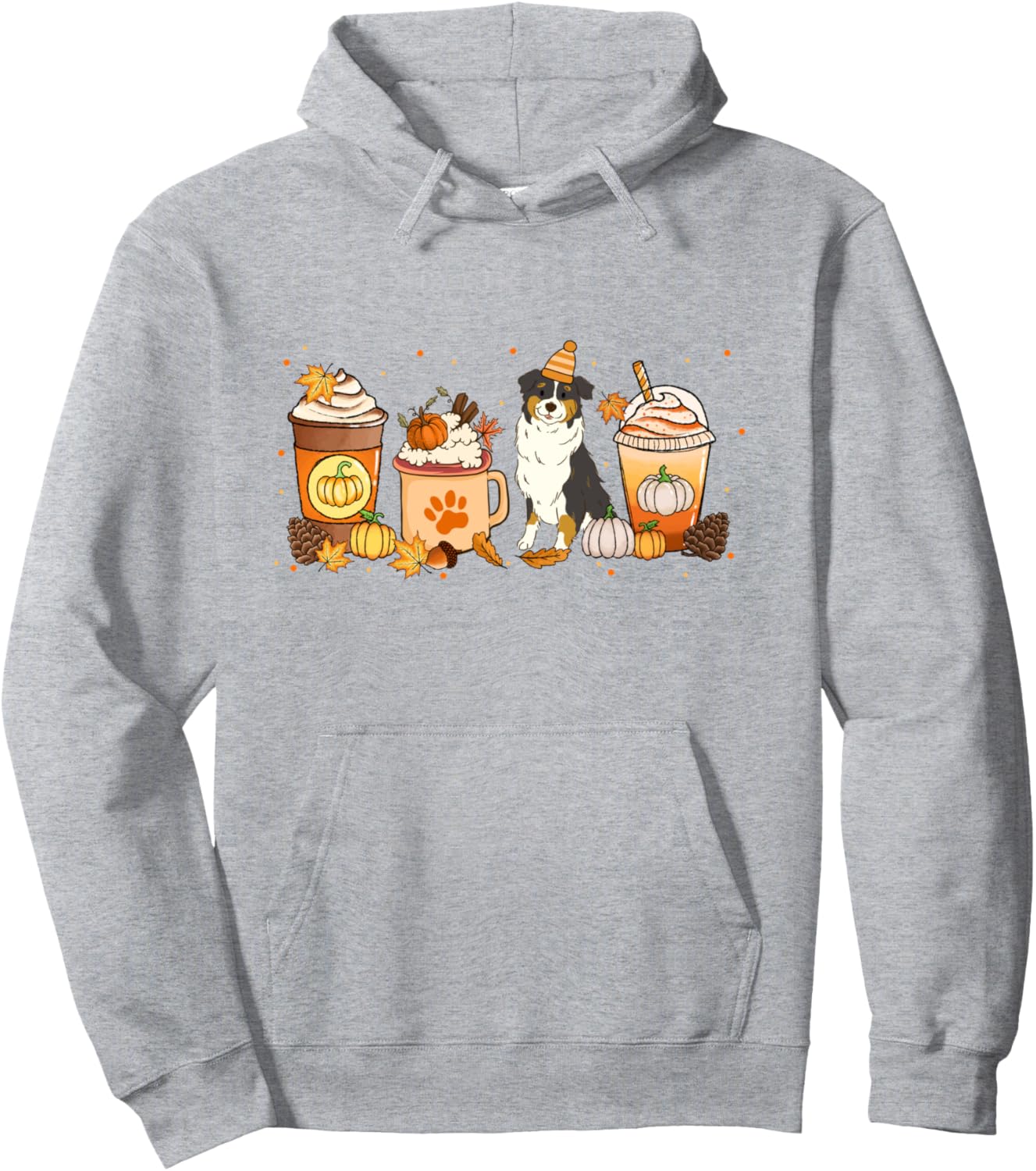 Aussie Coffee Pumpkin Spice Dog Lovers Fall Thanksgiving Pullover Hoodie