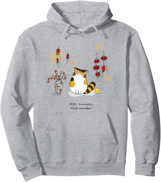 2021 Survivors Club Member Funny Cute Cat Lover Pet Lover Pullover Hoodie