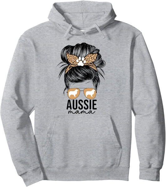 Aussie Mama For Women Blue Merle Australian Shepherd Dog Mom Pullover Hoodie