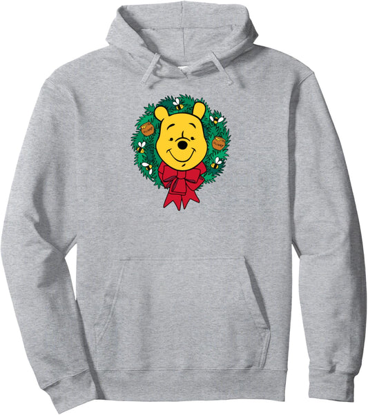 Amazon Essentials Winnie the Pooh Festive Holiday Christmas Wreath Pullover Hoodie