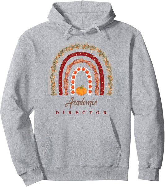 Academic Director Boho Pumpkin Rainbow Thanksgiving Fall Pullover Hoodie