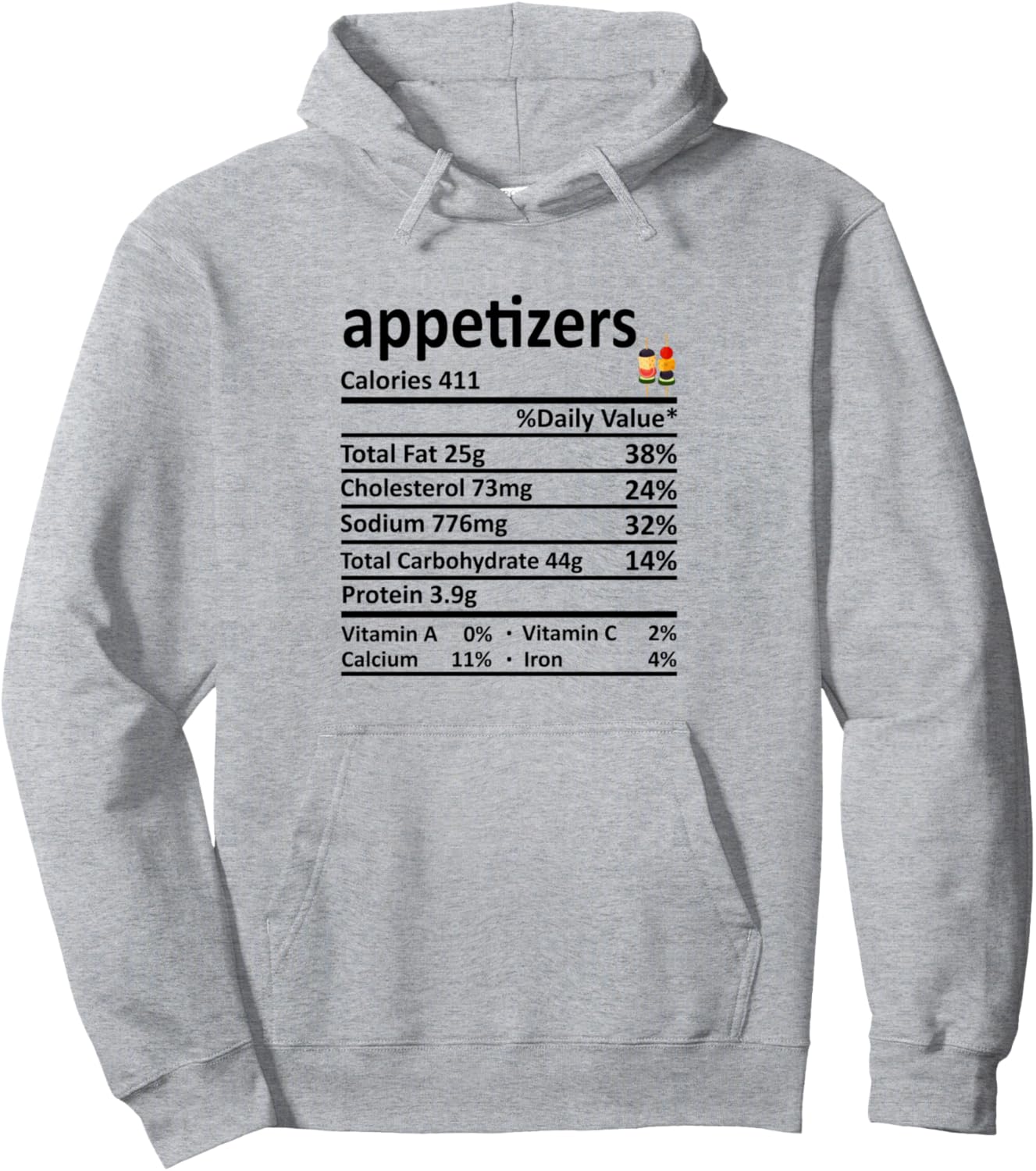 Appetizers Nutrition Food Facts Thanksgiving Costume Xmas Pullover Hoodie