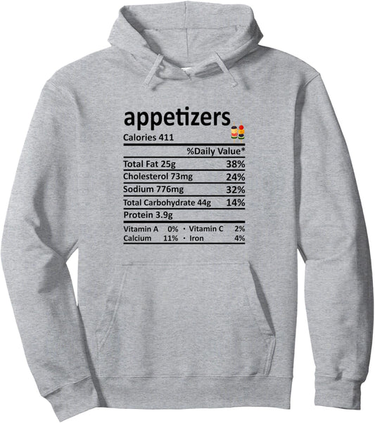 Appetizers Nutrition Food Facts Thanksgiving Costume Xmas Pullover Hoodie