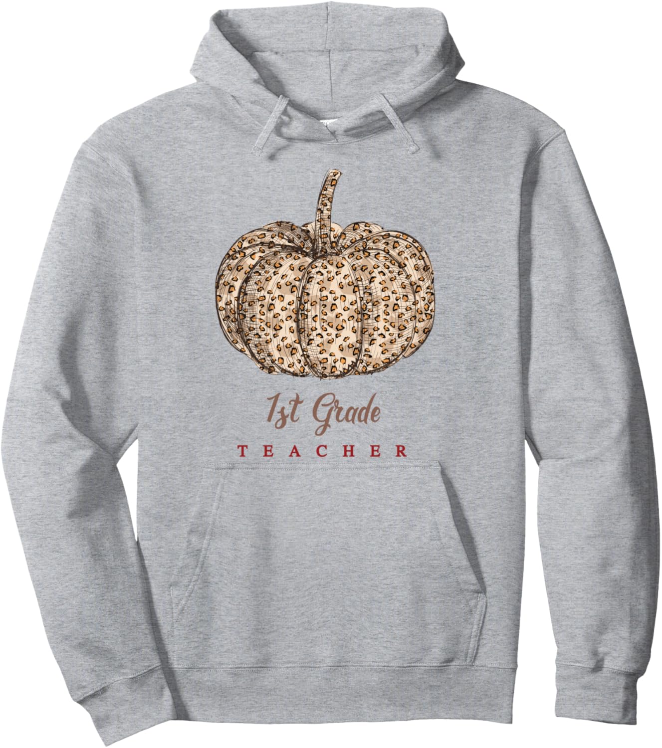 1st Grade Teacher Leopard Pumpkin Boho Thanksgiving Autumn Pullover Hoodie