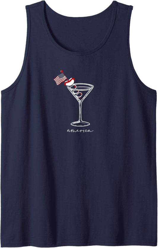 4th Of July Funny Hot Dog &amp; Martini Tank Top