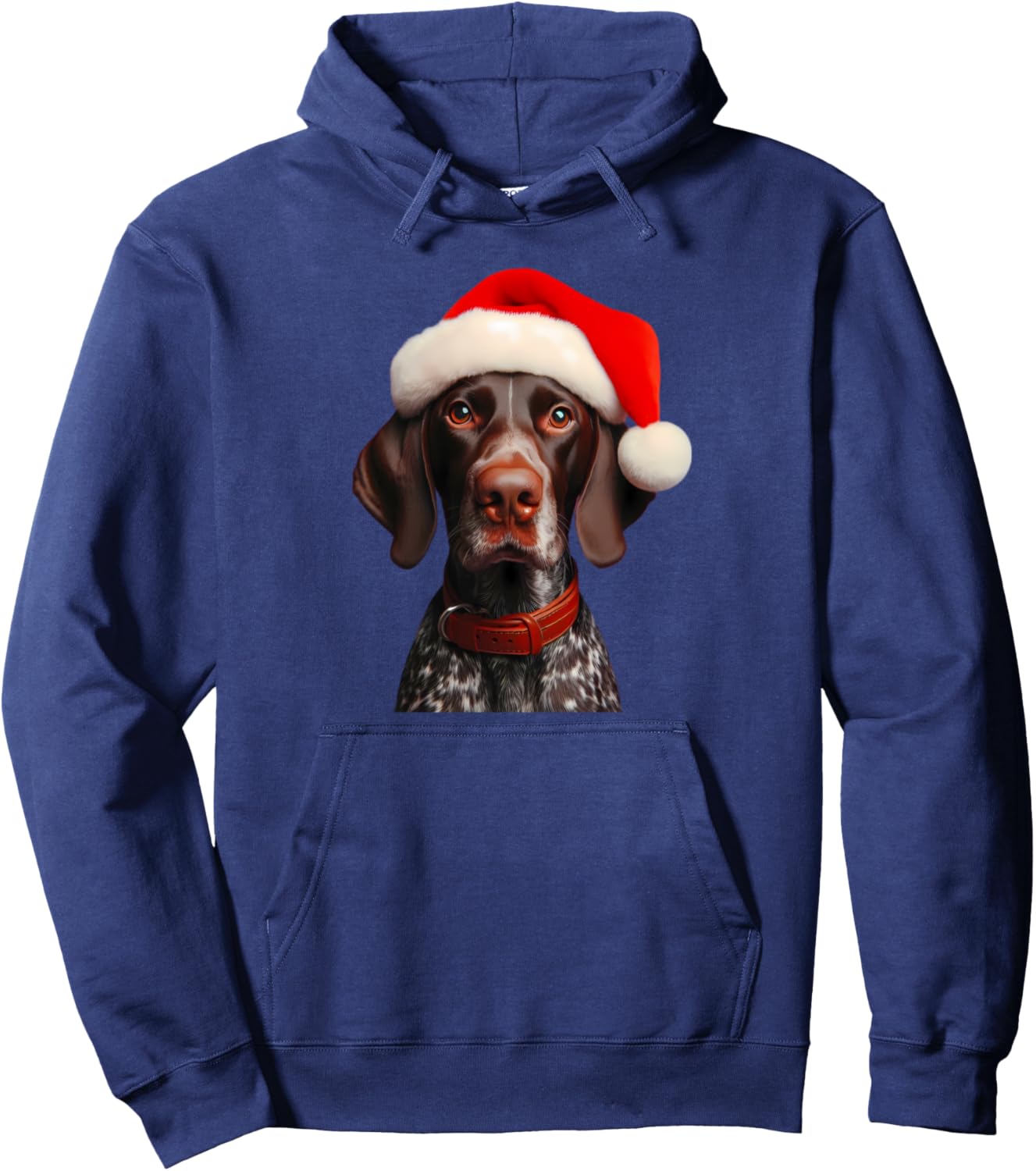 German Shorthaired Pointer With Santa Hat Christmas Xmas Dog Pullover Hoodie