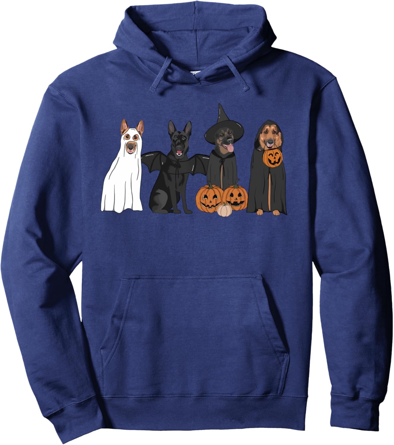 German Shepherd Dogs Lovers Ghost Witch Halloween Spooky Pullover Hoodie