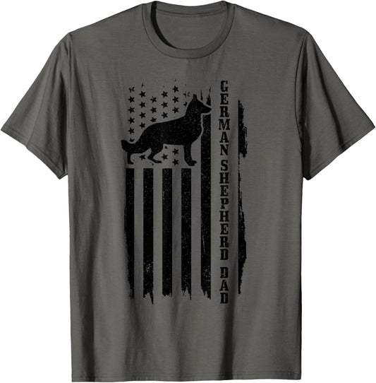 German Shepherd Dad Vintage Flag Patriotic Dog T-Shirt