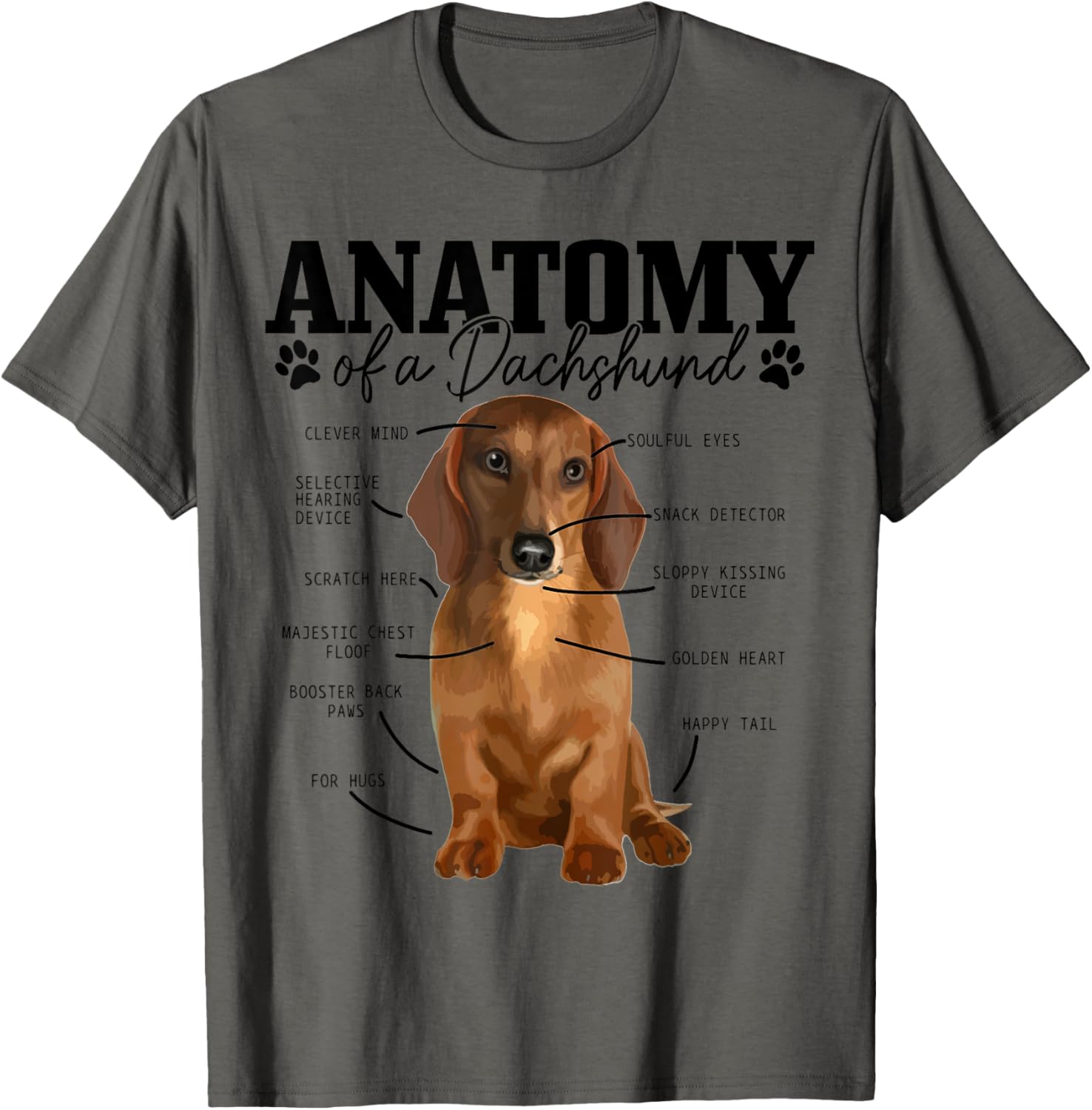 Anatomy Of A Dachshund Funny Cute Wiener Dog Mom Dad T-Shirt