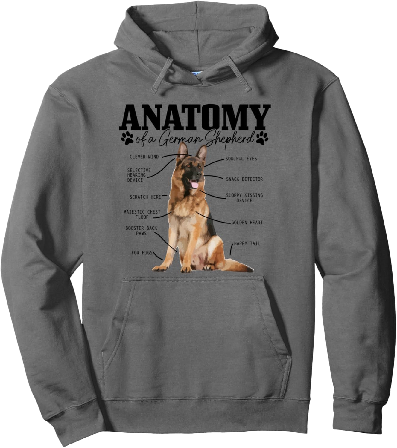 Anatomy Of A German Shepherd Funny Cute Dog Mom Dad Pullover Hoodie