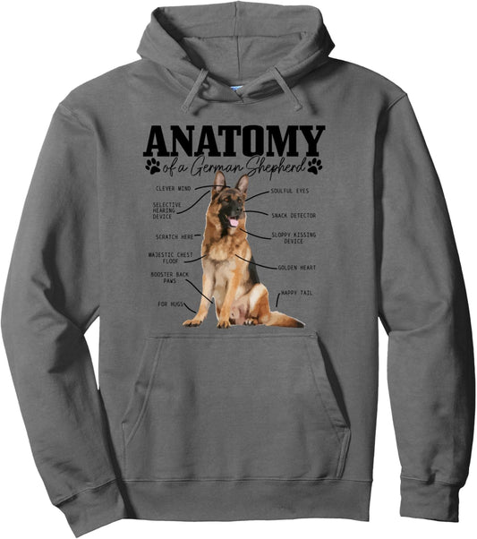 Anatomy Of A German Shepherd Funny Cute Dog Mom Dad Pullover Hoodie