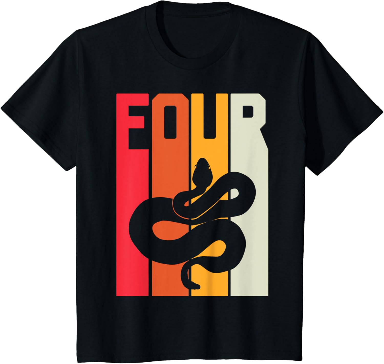 4th Birthday Vintage Snake Lover Pet Reptile 4 Years Old T-Shirt