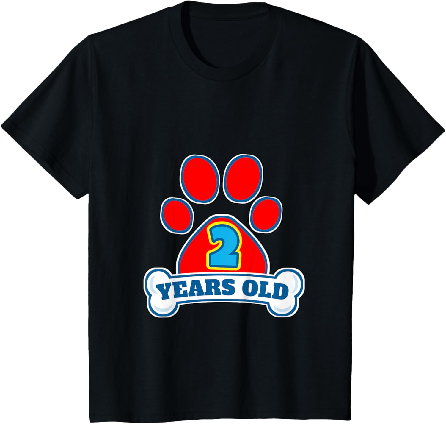 2 Year Old 2nd Birthday Paw Themed Party Boys Girls T-Shirt