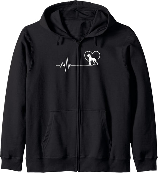 German Shorthaired Pointer Heartbeat GSP Mom Dad Dog Lovers Zip Hoodie