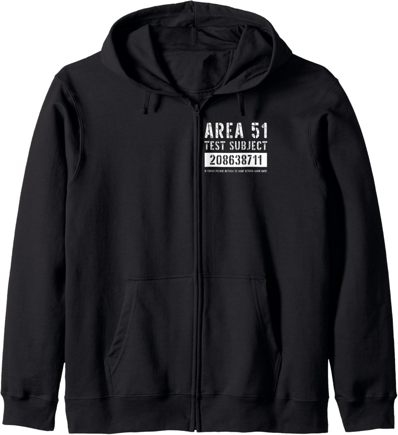 Area 51 Test Subject 8711 Alien Abduction Halloween Costume Zip Hoodie