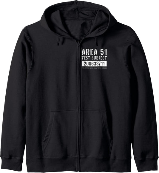 Area 51 Test Subject 8711 Alien Abduction Halloween Costume Zip Hoodie