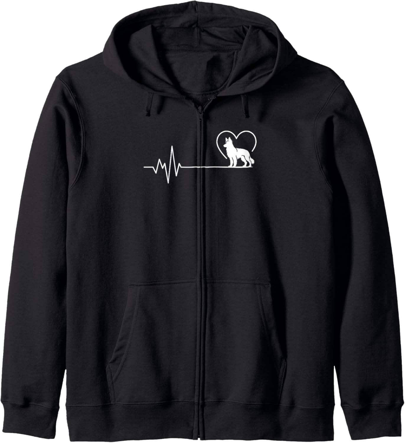 German Shepherd Heartbeat Alsatian Mom Dad Dog Lovers Zip Hoodie