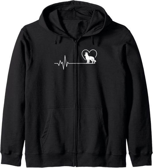 German Shepherd Heartbeat Alsatian Mom Dad Dog Lovers Zip Hoodie