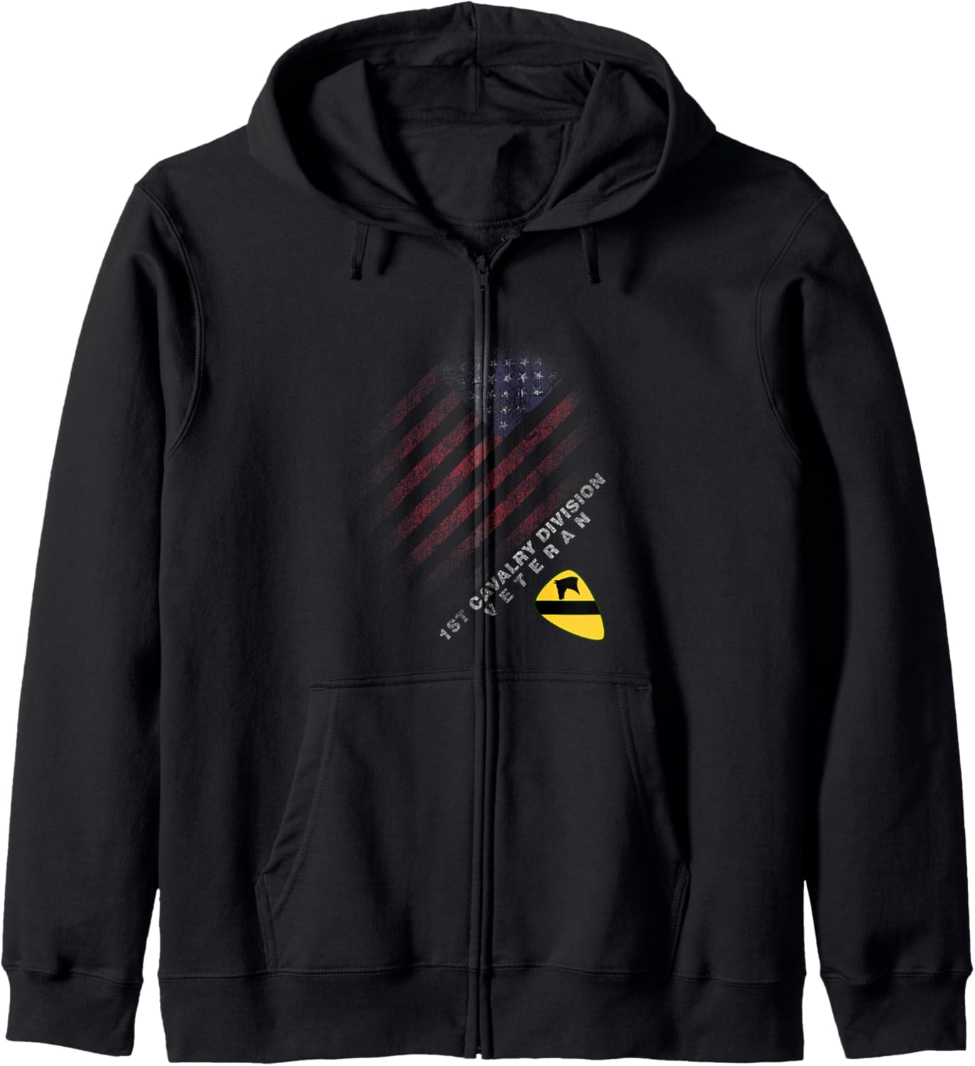 1st Cavalry Division Veteran American Flag Veterans Day Xmas Zip Hoodie