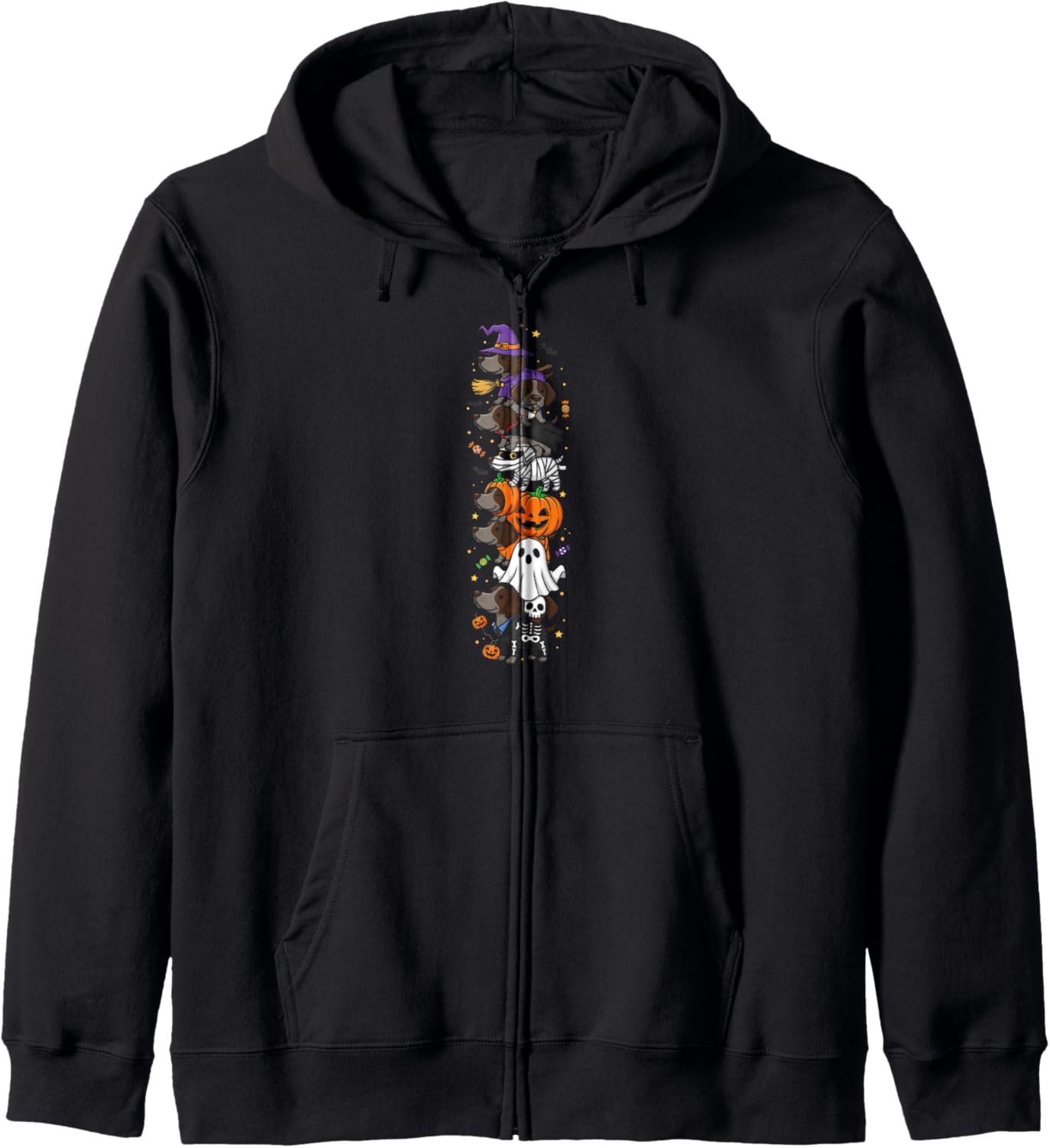 German Shorthaired Pointer Dog Witch Vampire Ghost Halloween Zip Hoodie