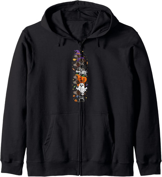 German Shorthaired Pointer Dog Witch Vampire Ghost Halloween Zip Hoodie