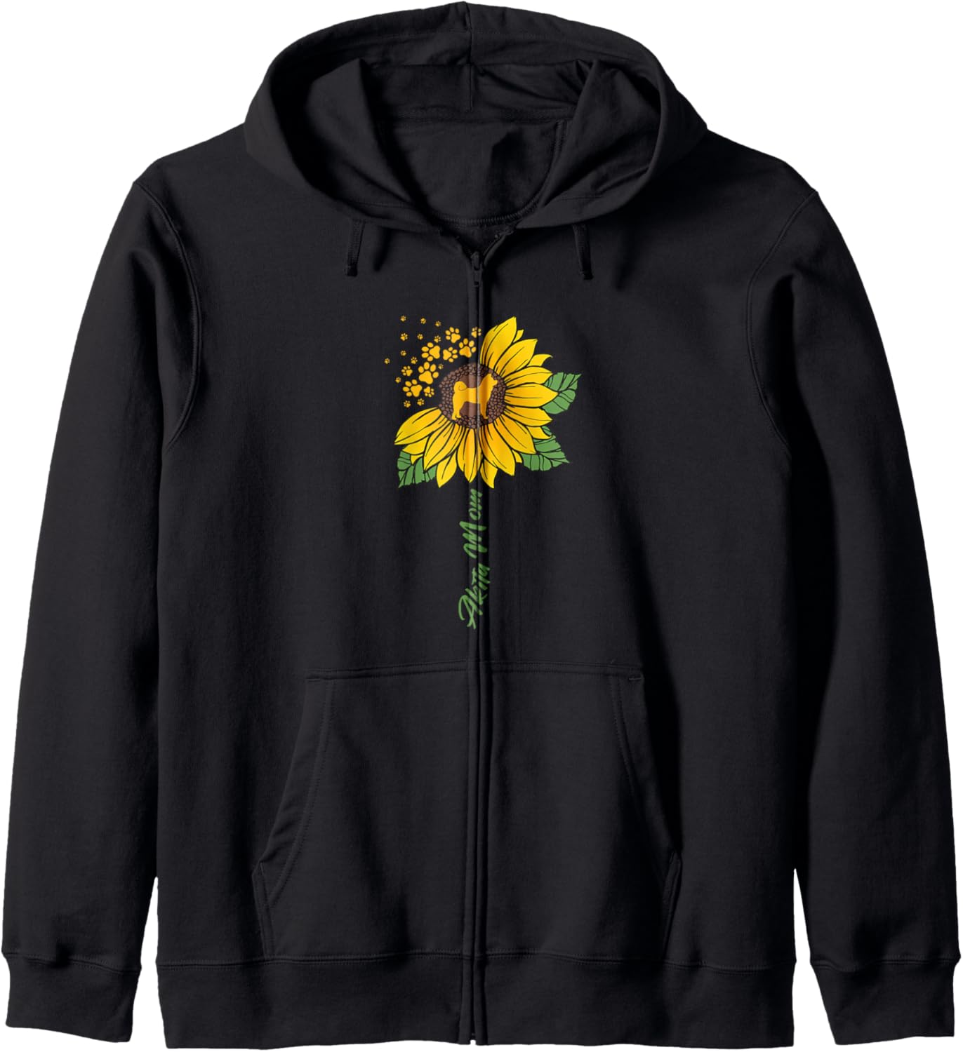 Akita Mom Sunflower Akita Lover Gifts Dog Mom Mama Zip Hoodie