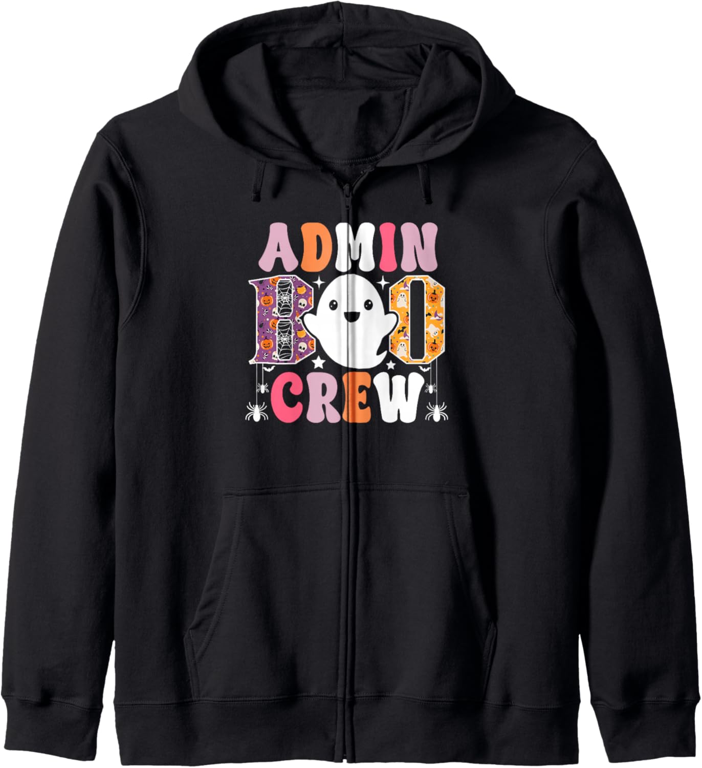 Admin Boo Crew Funny Ghost Halloween Administrator Zip Hoodie