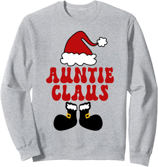 Auntie Claus Santa Hat Family Christmas Pajama Matching Sweatshirt