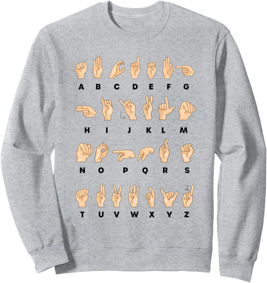 ASL Sign Hand Alphabet Teacher Sweatshirt
