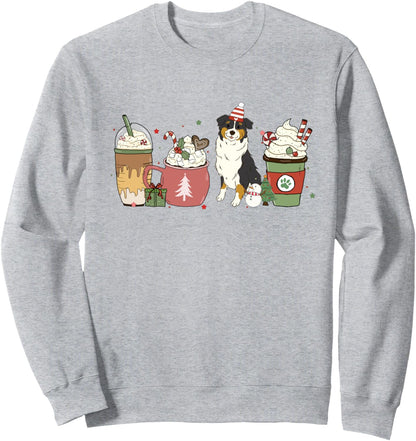 Aussie Coffee Latte Winter Christmas Dog Mom Holiday Sweatshirt