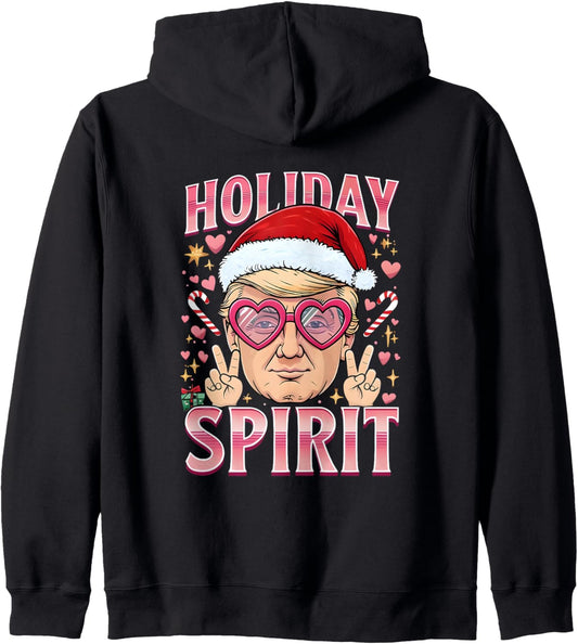 Cool Christmas Trump Holiday Spirit Sweater Xmas Pajamas Zip Hoodie