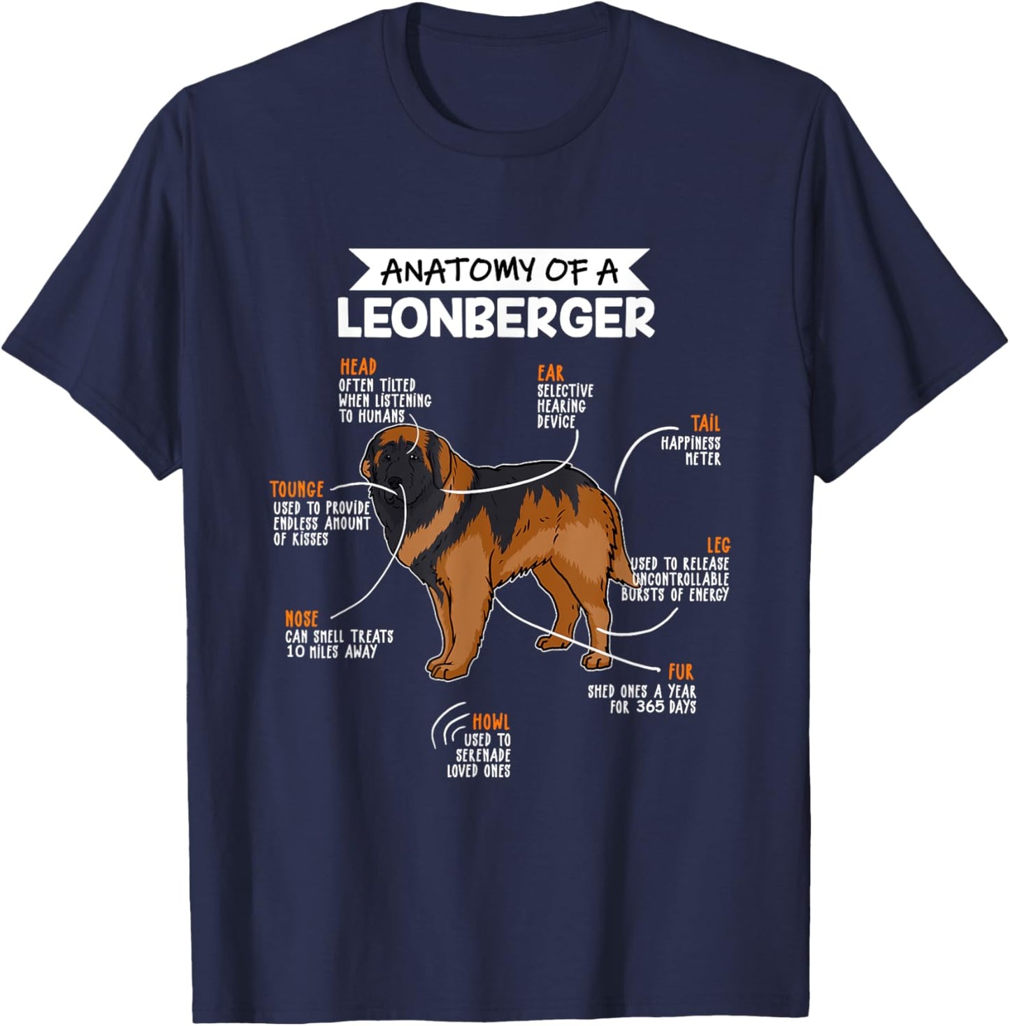 Anatomy Of A Leonberger Dog Funny Dog Lover Gift T-Shirt for Men Women Girls Kids