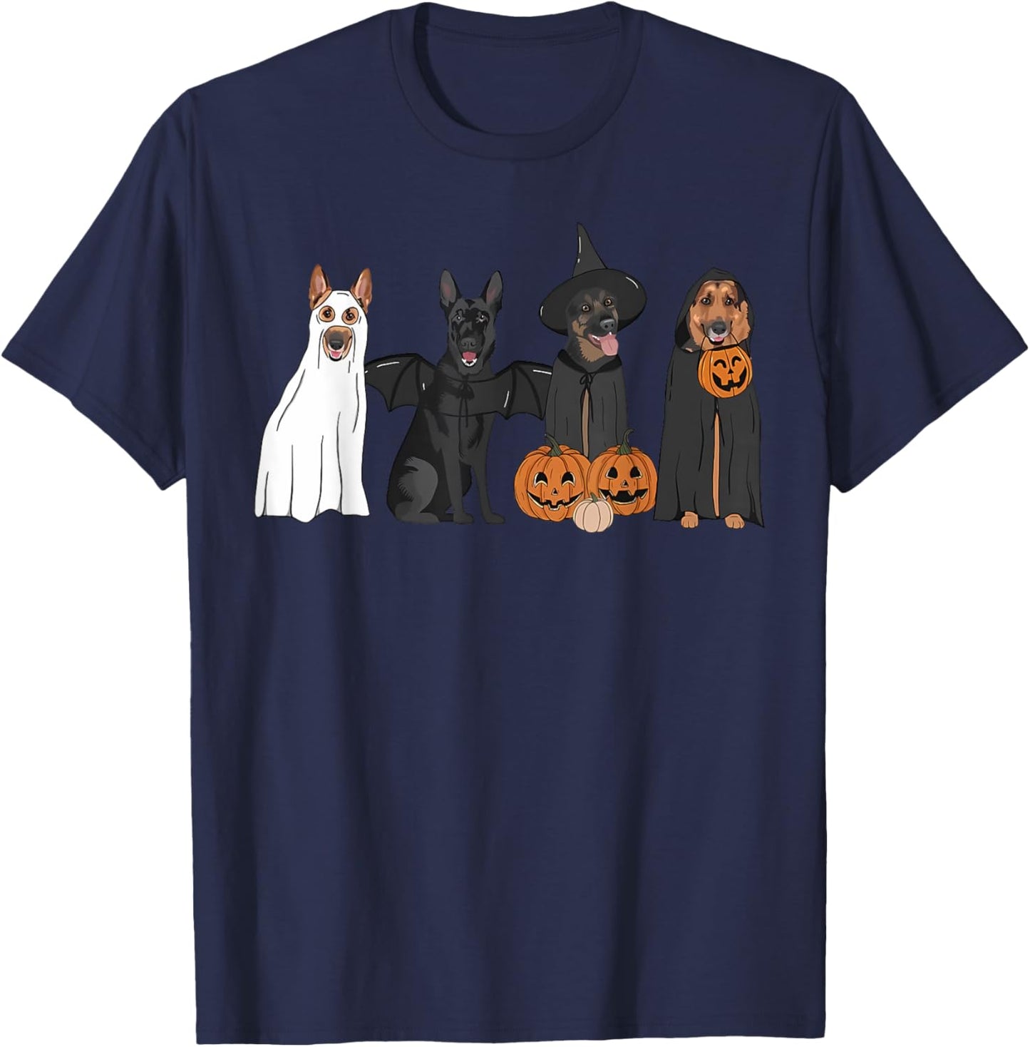 German Shepherd Dogs Lovers Ghost Witch Halloween Spooky T-Shirt
