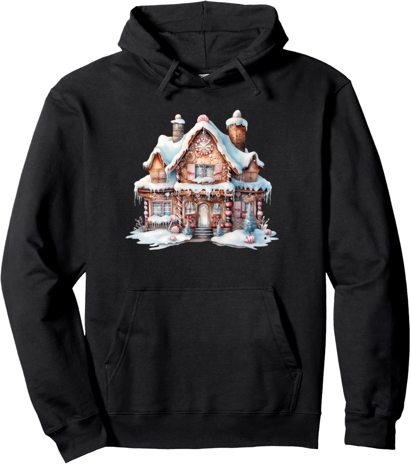 Gingerbread House Graphic For Women Cute Christmas Mom Pullover Hoodie