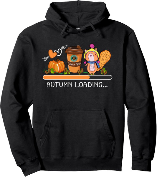 Autumn Loading Pumpkin Spice Latte Chipmunk Thanksgiving Pullover Hoodie