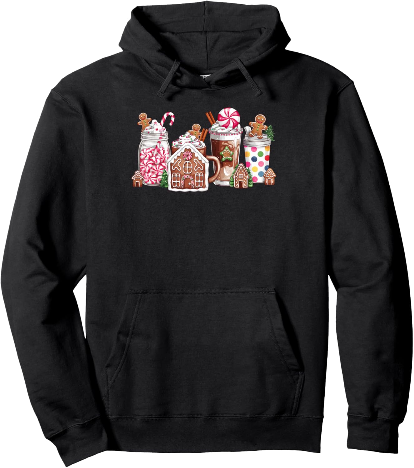 Gingerbread Christmas Coffee Xmas Costume for Women Girls Pullover Hoodie