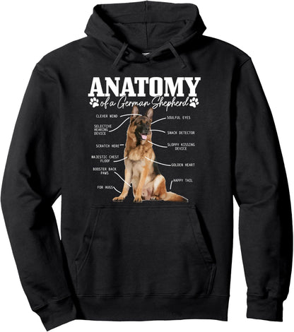 Anatomy Of A German Shepherd Funny Cute Dog Mom Dad Pullover Hoodie
