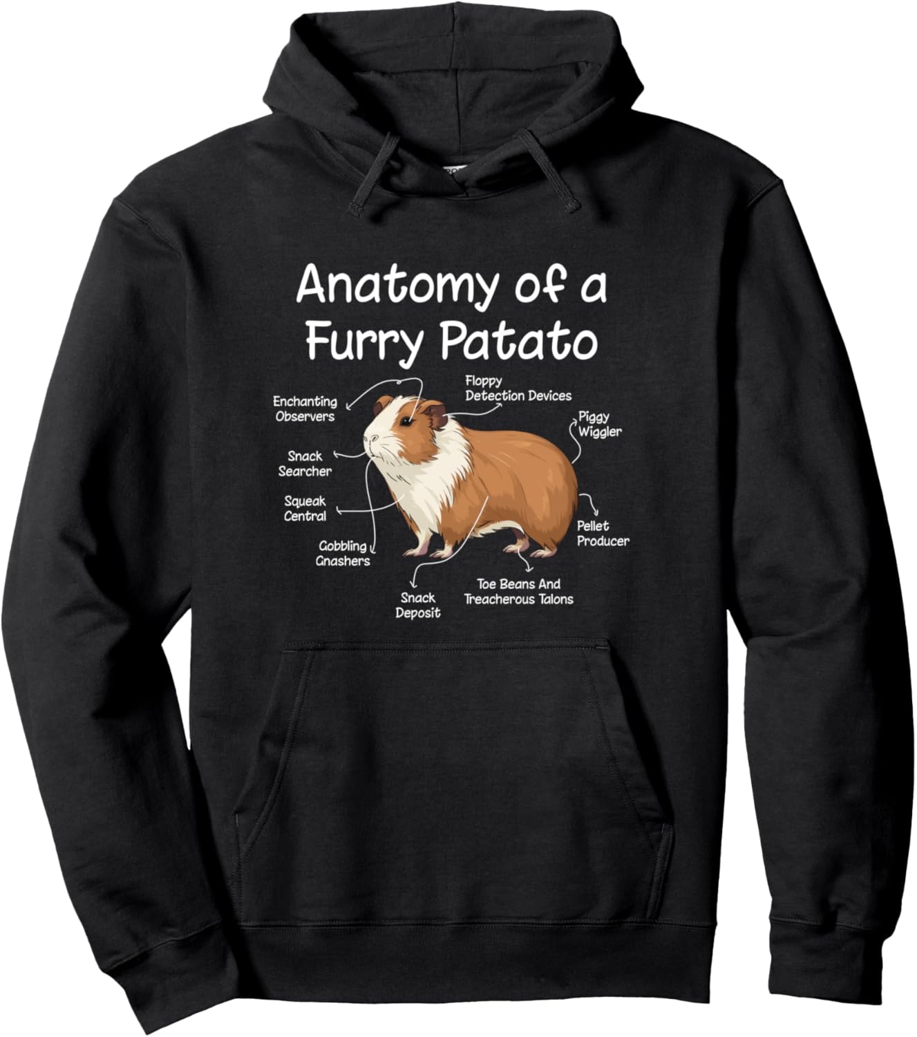 Anatomy of a Furry Potato Guinea Pig Rodent Pet Lover Pullover Hoodie