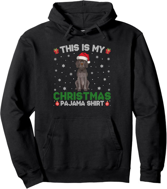 German Shorthaired Pointer Dog Wearing Santa Hat Xmas Pajama Pullover Hoodie