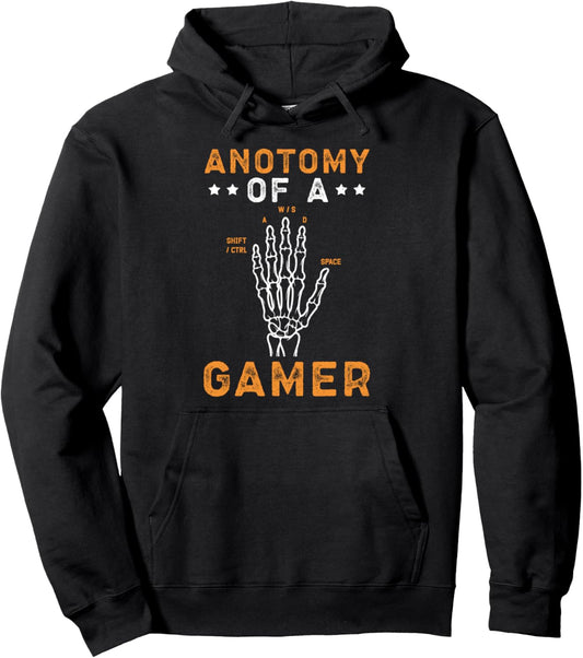 Anatomy Of A Gamer Skeleton Hand Halloween Pullover Hoodie