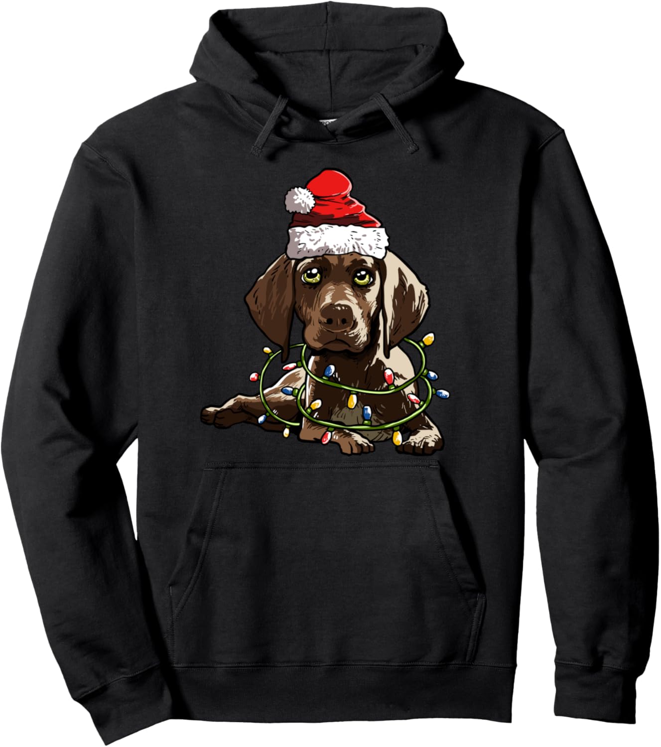 German Shorthaired Pointer Santa Christmas Tree Lights Xmas Pullover Hoodie