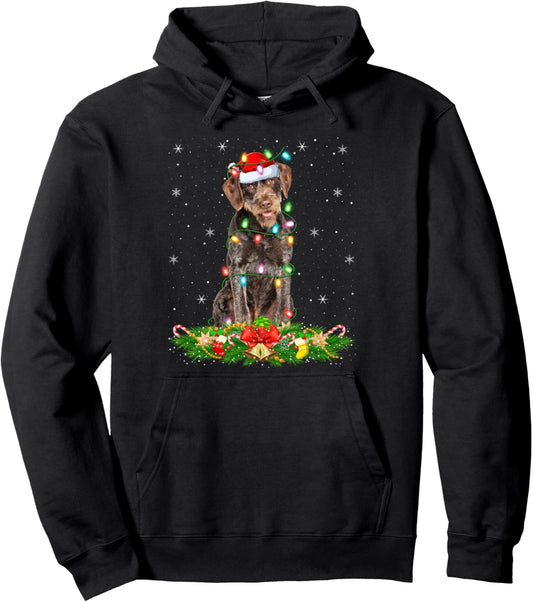 German Wirehaired Pointer Dog Christmas Lights Santa Xmas Pullover Hoodie