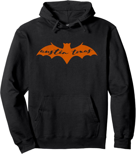 Austin Texas Burnt Orange Bat Congress Ave Bridge Halloween Pullover Hoodie