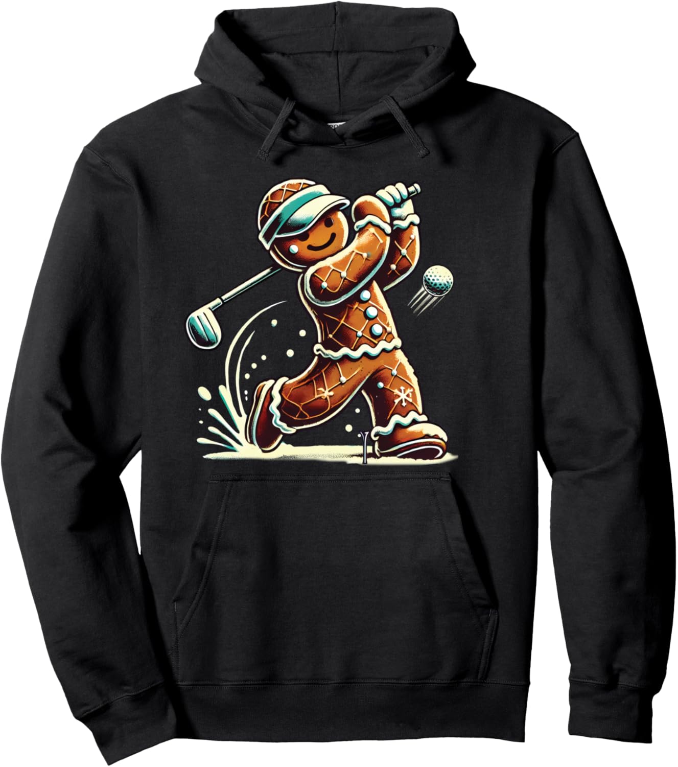 Gingerbread Playing Golf ball Christmas Golf lover Xmas Pullover Hoodie