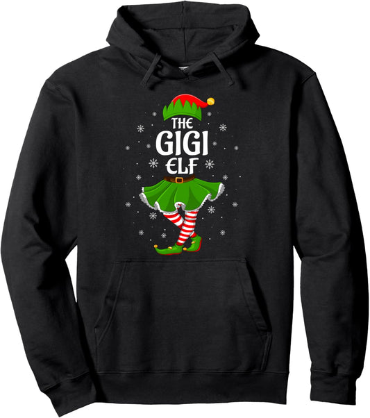 Gigi Elf Christmas Family Girls Women Elf Squad Xmas Pullover Hoodie