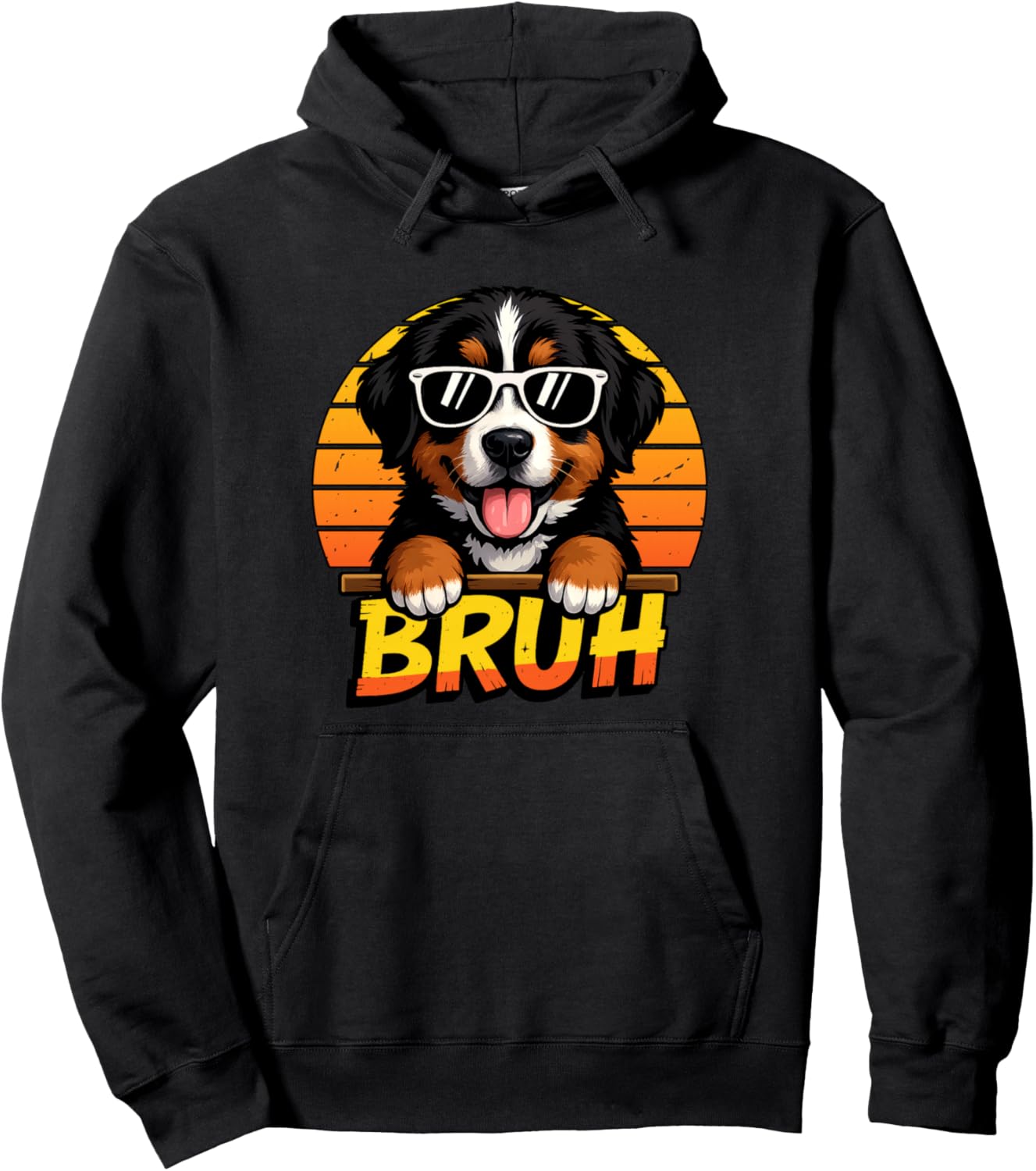 Cool Bernese Mountain Dog Puppy BRUH Meme Funny Dog Dad Mama Pullover Hoodie