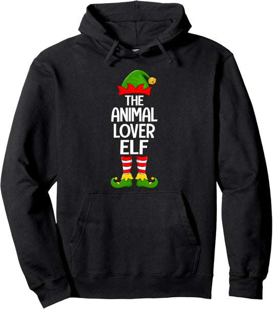 Animal Lover Elf Xmas Matching Family Elf Squad Christmas Pullover Hoodie